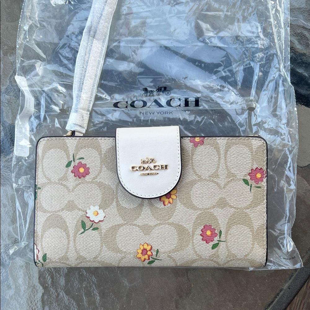 Coach Beige Floral Wallet